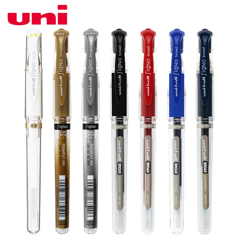 2 Pcs Uni-Ball UM-153 1.0 mm Large Gel Pen Blue Ink 
