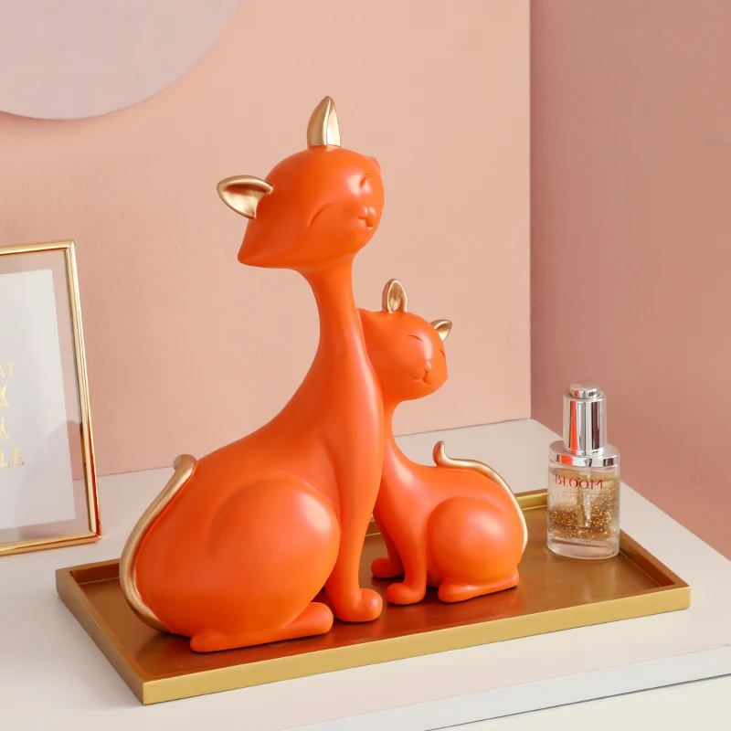 Resin Animal Cat Room Decoration Sculpture Modern Art Gifts Figurines Living Room Desk Decor Accesories For Home