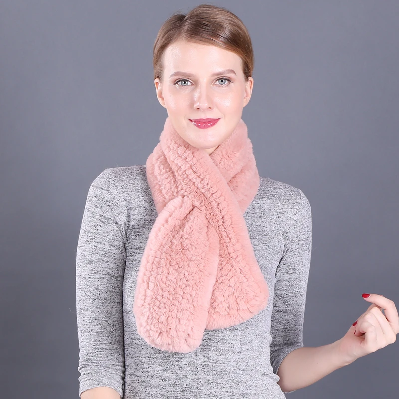 

Winter Natrual Luxury Long Women's Rabbit Fur Scarf Lady Casual Solid Fur Scarf 100% Real Rabbit Fur Winter Scarves For Women