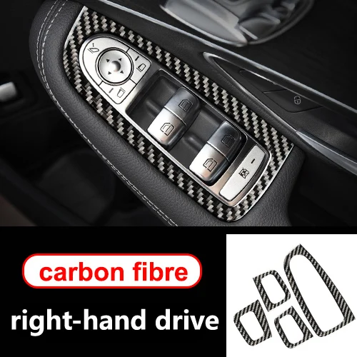 Для Mercedes C Class W205 GLC аксессуары из углеродного волокна переключатель окна автомобиля панель подлокотника отделка C180 C200 LHD RHD наклейки для укладки - Название цвета: right-hand drive