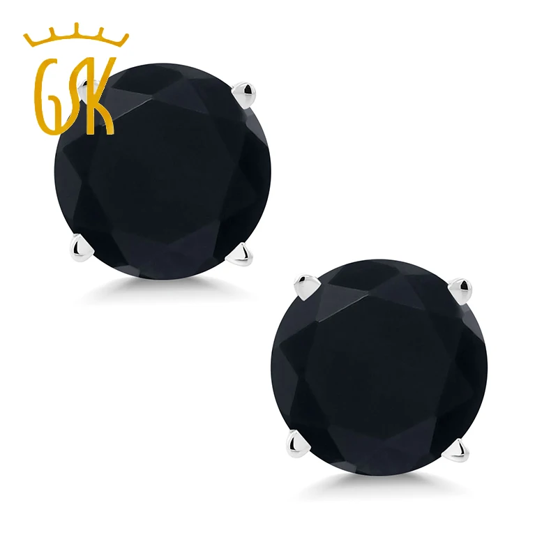 Женские Классические круглые сережки гвоздики GemStoneKing из белого золота 14 к 6