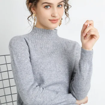 

Pure Cashmere Knitted Sweater Women Angora Fluffy Pullover Winter Soft Long Sleeve Turtleneck Knitwear Autumn Clothes For Women