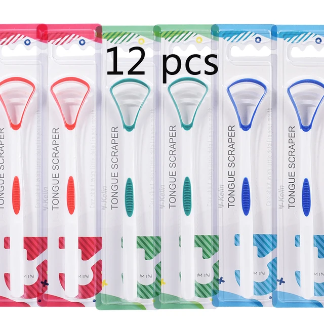 Y-Kelin Tongue Scraper Oral  Cleaner Brush Fresh Breath Cleaning Coated  Toothbrush  Hygiene Care Tools 12 pcs