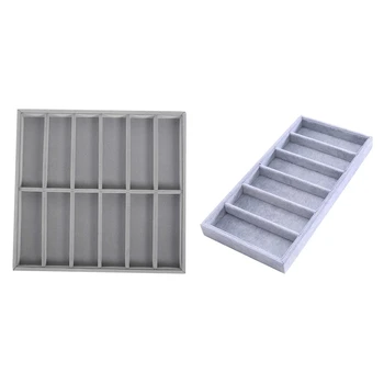 

Sunglasses Box Eyewear Organizer Display Case & 6 Grids Sunglasses Display Box Jewelry Display Props Tray Gray