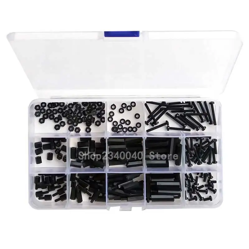 260Pcs/Set M3 Nylon Hex Spacers Screw Nut Stand-off Plastic Parts Plastic Standoff Set nuts, PCB board height hexagon spacer kit