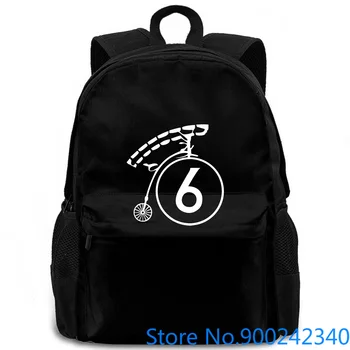 

Old Skool Hooligans Tribute To The Prisoner No. 6 Penny Farthing Mono Newest Cartoon women men backpack laptop travel