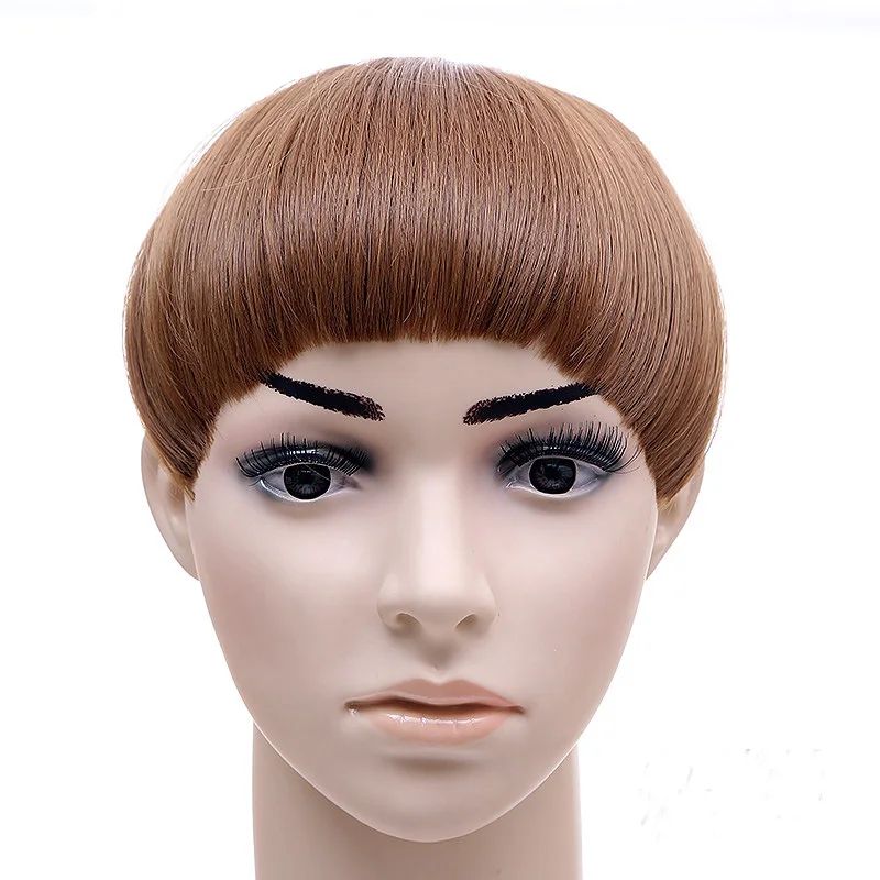 Synthetic Bangs Jeedou Synthetic Hair Bangs Blunt-Bang Clip On Hair Extension False Fringe Black Brown Women's Hairpieces