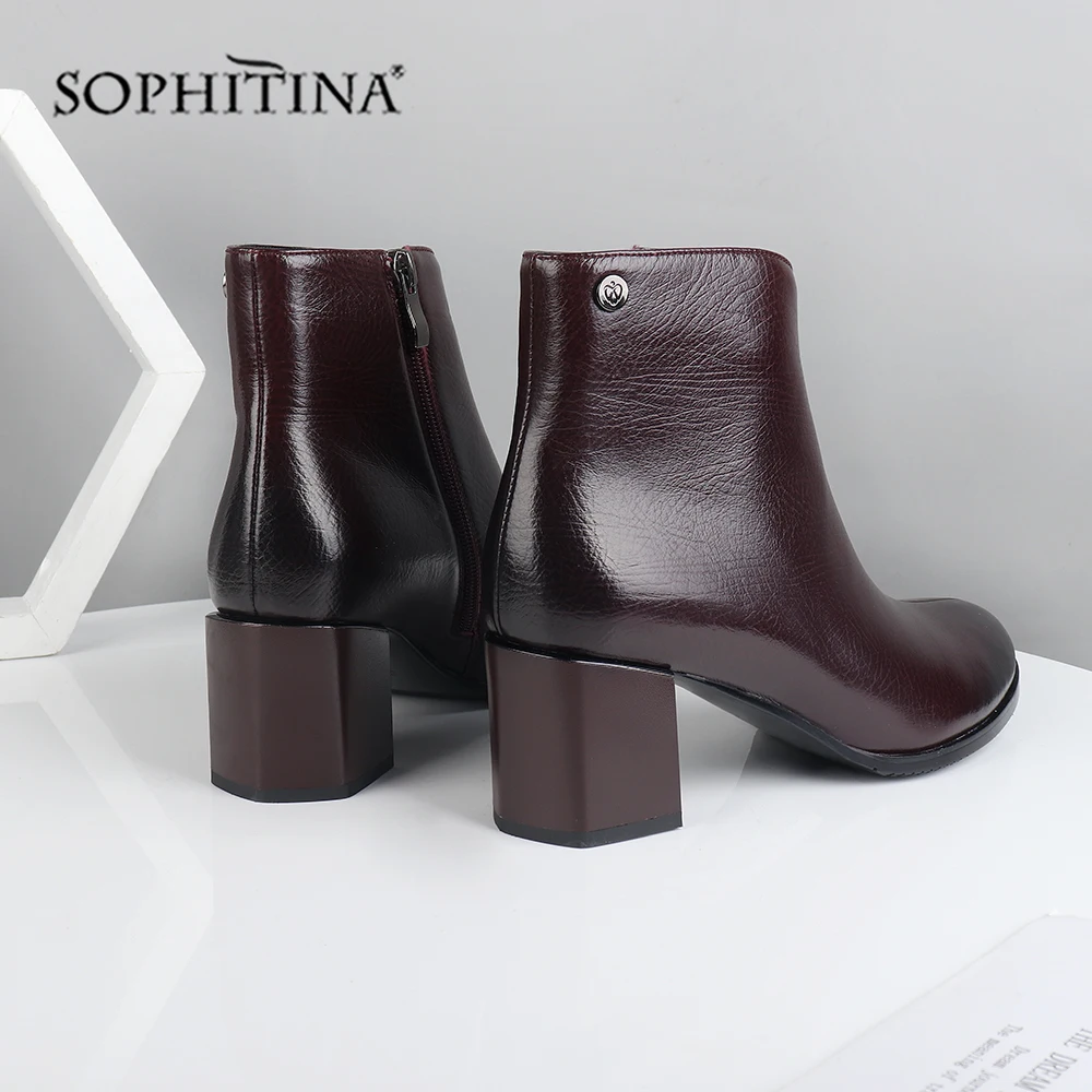 Cena SOPHITINA Fashion specjalna konstrukcja nowe buty wysokiej jakości prawdziwej skóry wygodne kwadratowe obcasy buty damskie botki PC374
