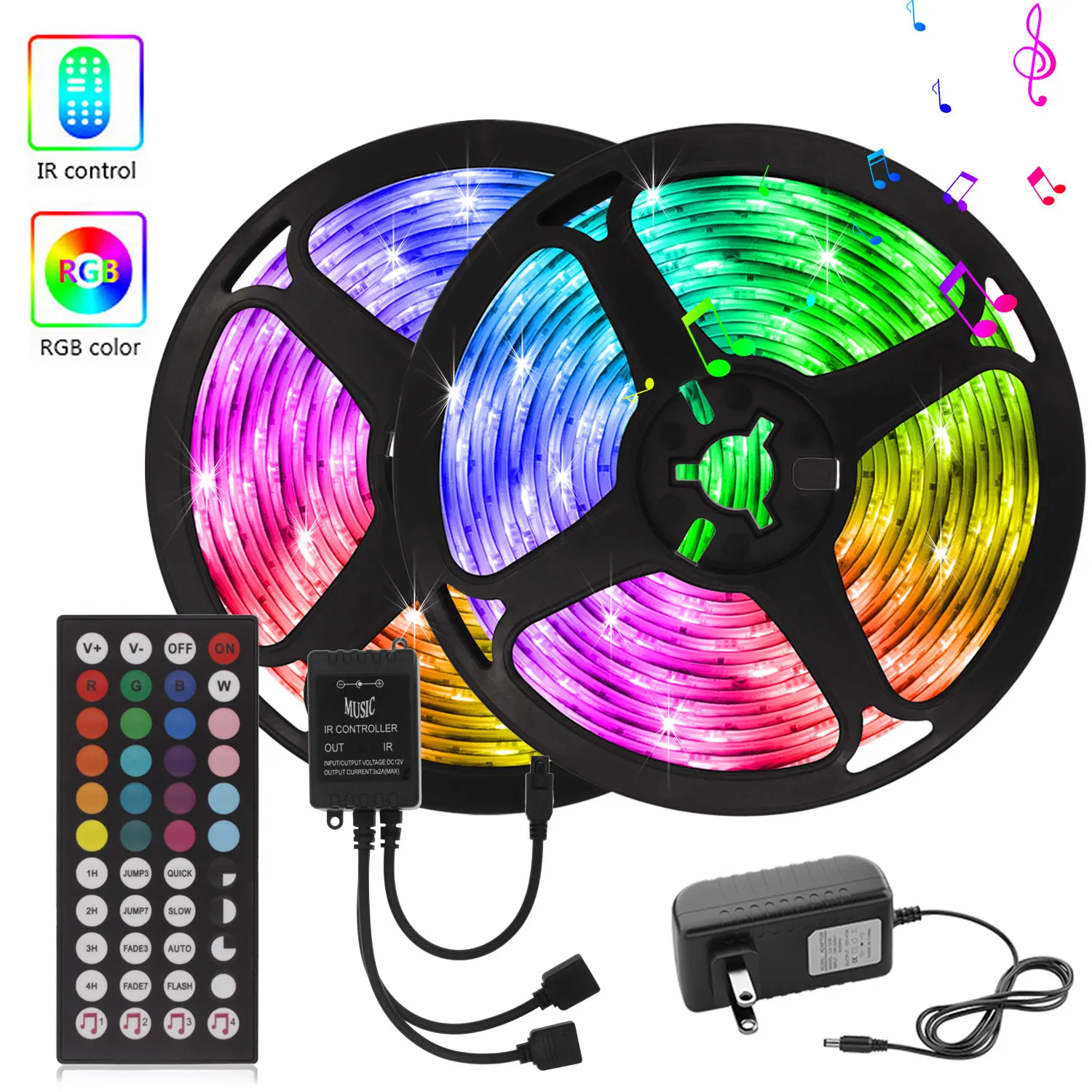 

Music Sync LED Lights Flexible Neon Strip SMD 5050 Led Strip 12V DC Night Light Remote Control Cabinet Light with Power Supply