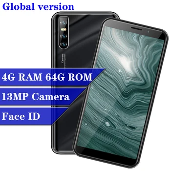 

A80 Android Mobile Phone Quad Core 4G RAM 64G ROM Smartphones Face ID Unlocked Celulares MTK6580 6.0" Screen Wifi Global version