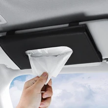 

Car Tissue Box Holder PU Leather Sun Visor Tissue holder Auto Interior Storage Decoration car accessories With 2 Hook Clips Tool