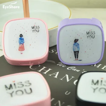 

Miss You Contact Lens Partner Case Container Storage Holder with Mirror