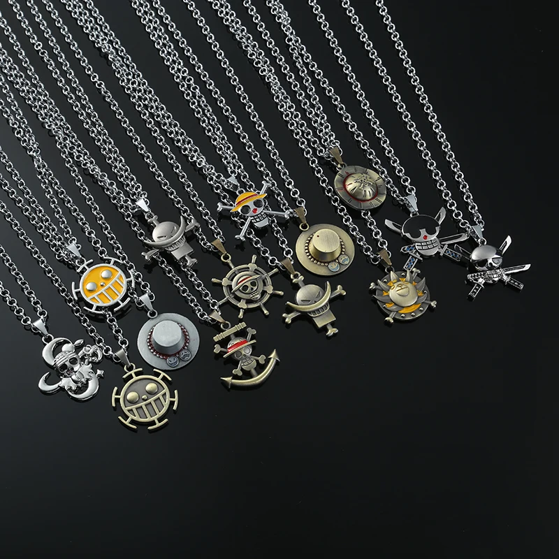 Cartoon Anime One Piece Necklace Luffy Ace Pirate Skull Metal Pendant Chain Choker Man Necklaces Charm Gifts Jewelry collares | Украшения и