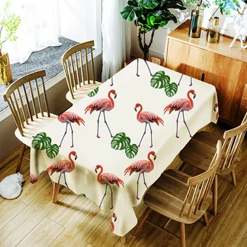 

Tropical Plants Pattern Tablecloth Hot Sale Polyester And Cotton Lace Edge Rectangular Table Cloth Home Hotel Textile