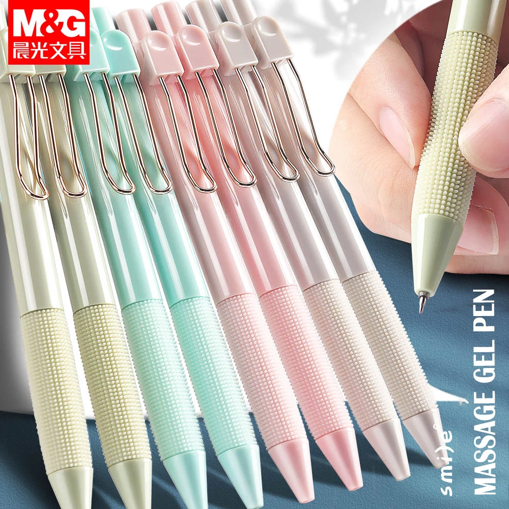 M&G Girl/Boy Morandi Gel Pen set Quick Drying Kawaii Color Bullet/Needle  Tip 0.35mm/0.5mm black ink school Stationery supply