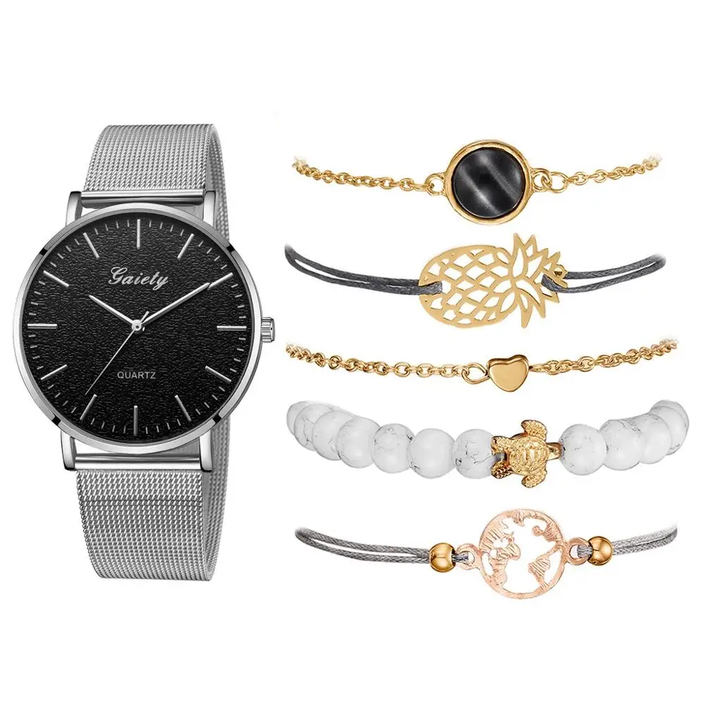 As Show Watch Set15 6 шт. в наборе, женские часы, Простые Модные женские наручные часы, роскошные женские часы, женские часы с браслетом, женские часы zegarek damski reloj - Цвет: As Show Watch Set15