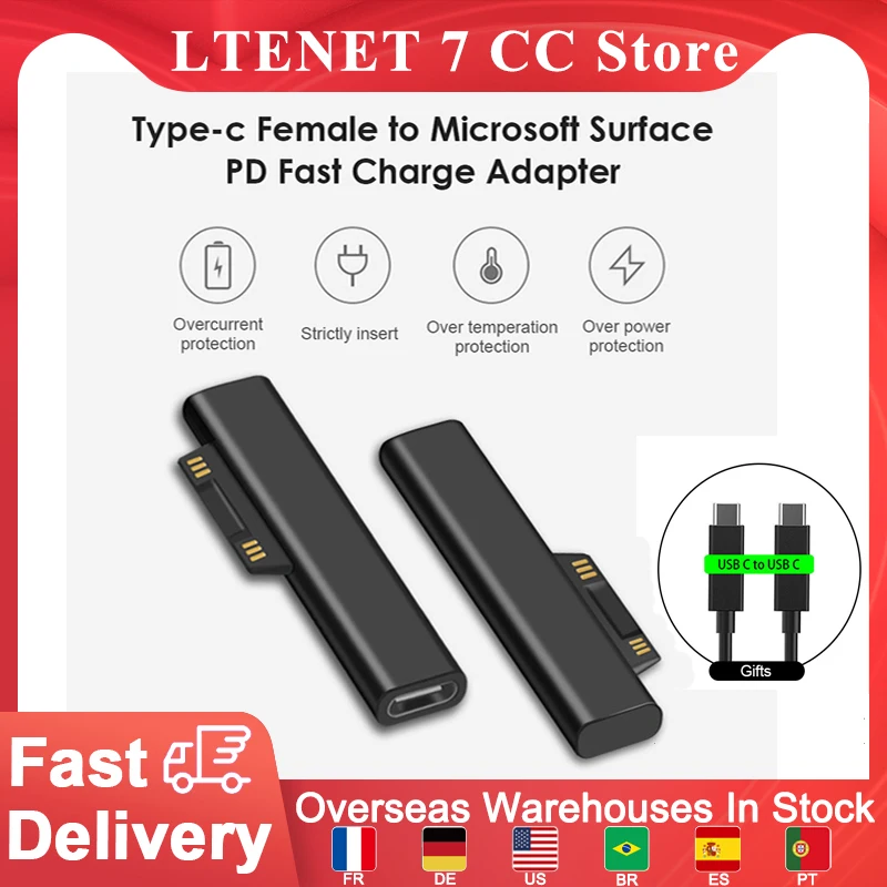 Fast Charging Plug Converter Dual Type-C Female Adapter Computer PC USB-C Connector Black For Surface Notebook | Компьютеры и офис