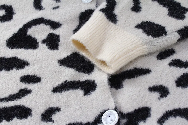 Girl'S Cardigan Sweater Leopord Pattern Autumn And Winter New Style Baby Faux Mink Cashmere Crew Neck 3-6-Year-Old CHILDREN'S Sw
