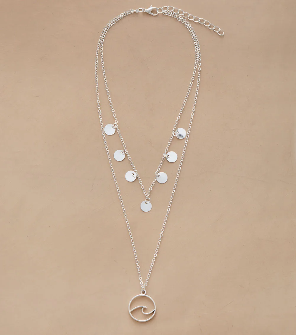 

New Jewelry Necklace Women Multi-layer Necklace Weave Charm Pendant Necklace