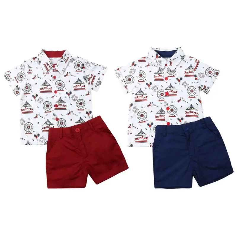 

Boy Clothes 2019 Toddler Kids Baby Boy Gentleman Clothes Shirt Tops Shorts Pants Formal Outfit Size 2-6Y