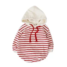 Комбинезоны в полоску с длинными рукавами для маленьких мальчиков и девочек, Осенние повседневные толстовки, Детские боди, комплекты, толстовки