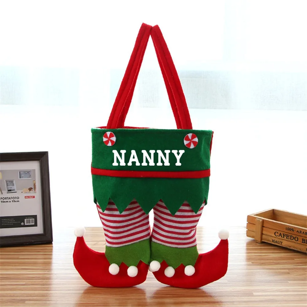 

Christmas Gift Bag Personalized Christmas Restaurant Wine Bag Custom Name Red Green Candy Gift Bag 2022 New Year Festival Supply