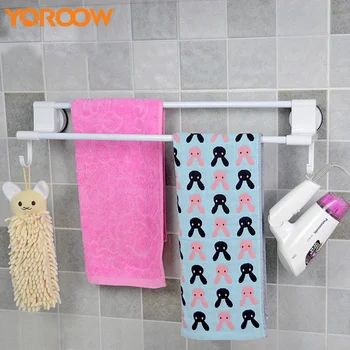 

White Towel Holder Suction Cup Towel Bar Towel Rack Hanging Holder Wall Mounted Coat Hanger Bathroom Wall Shelf GDE100M 3