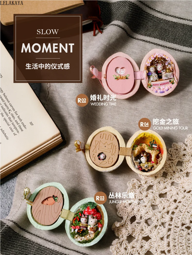 Wooden Doll House Creative Handmade Seed World Dollhouse Crafts Miniature Furniture Model Building Kits Assemble DIY Puzzle Toys