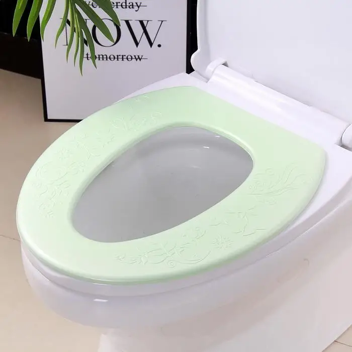 EVA Waterproof Toilet Seat O-type Washable Toilet Seat Blue/Green/Pink