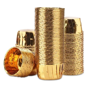 

Gold Cupcake Liners, 150Pcs Foil Cupcake Baking Cups, Cupcake Ramekin Holder Cups, Ramekins for Baking