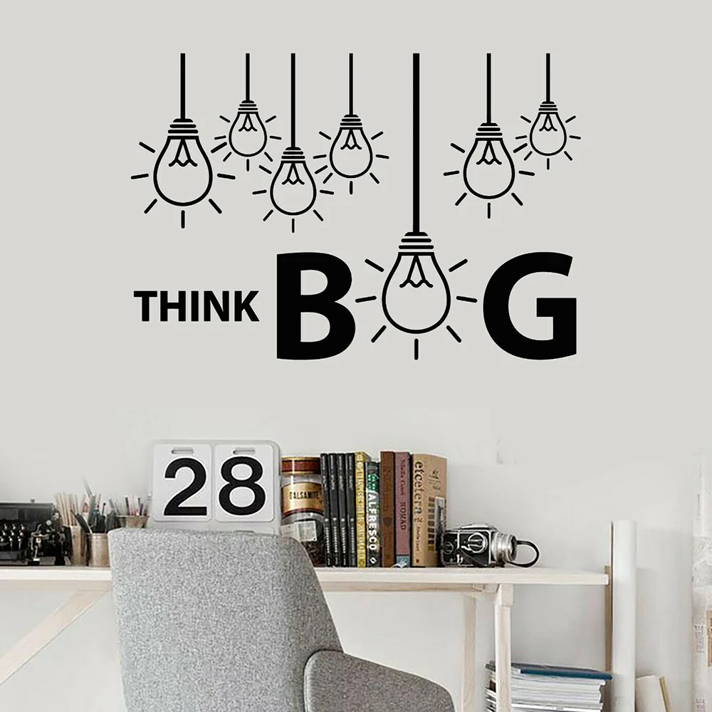 Виниловая наклейка на стену Think Big Letter Idea Светильник лампы наклейки в офис для