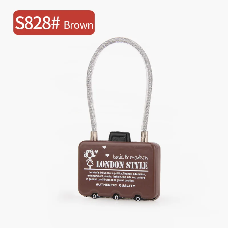 S828 brown Аксессуары для багажа, кодовый замок, чемодан, сменный материал из цинкового сплава, защитный замок, защита от кражи, модный замок - Цвет: S828 brown