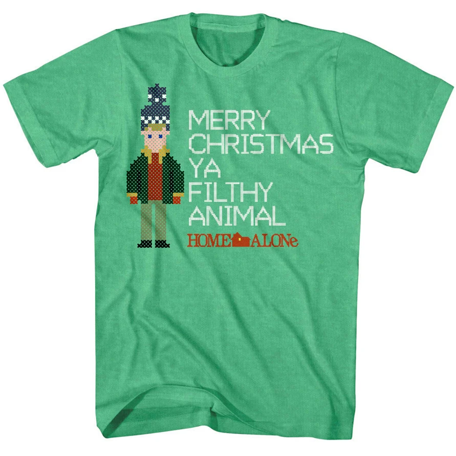 Футболка с надписью Home Alone Merry Christmas Ya Filthy Animal Винтажная Футболка|Футболки| |