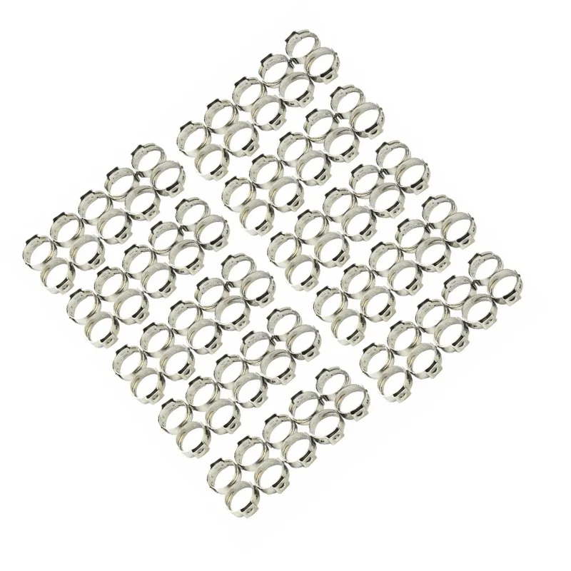 

100 PC 1/2 PEX Stainless Steel Clamp Cinch Rings Crimp Pinch Fitting Tools US