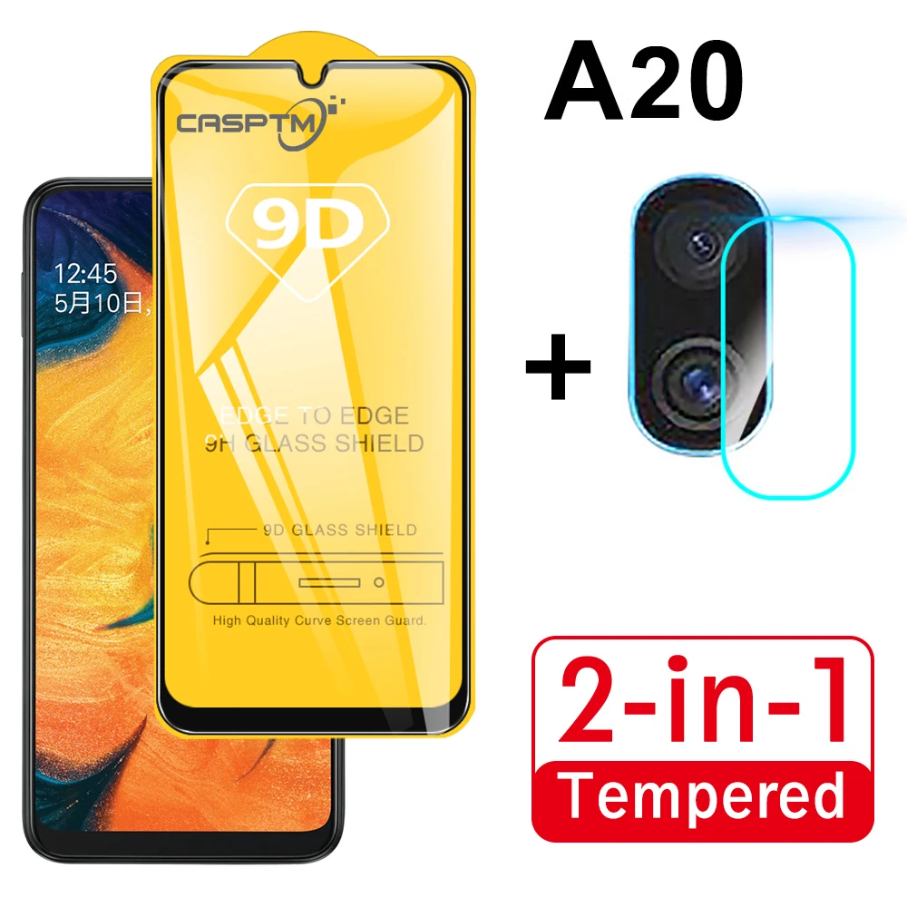 9D Tempered Glass For A20 6.40&quot 2 in 1 Screen Protector Full Protective Samsung Galaxy Back Camera Lens film | Мобильные