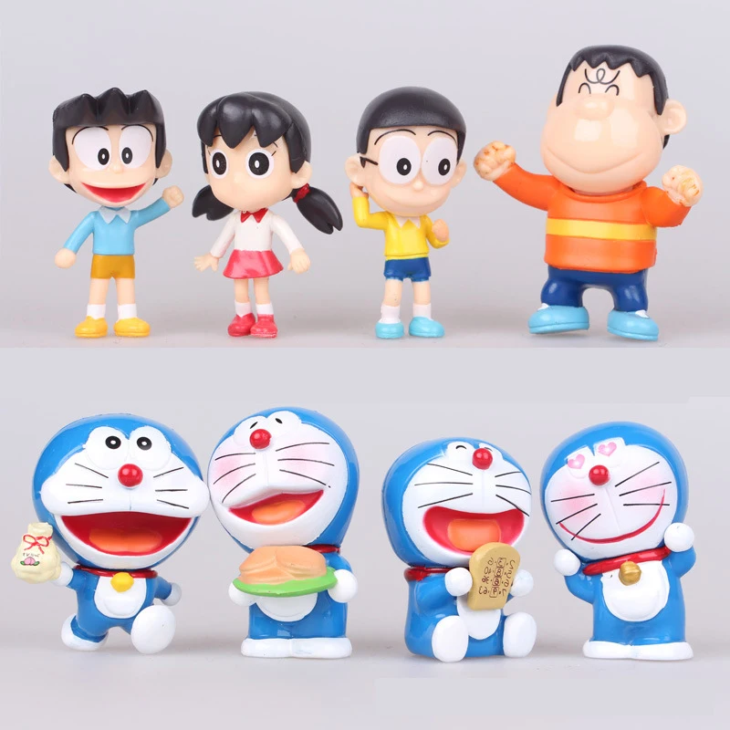 8 шт./компл. милые Doraemon Nobi Shizuka мультфильм Famliy фигурку игрушки на день рождения