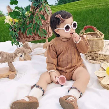 

Spot 2020 Autumn New Arrival FV Baby Girls Romper All-match High-quality Stitching Sweater Romper Toddler Baby Clothes
