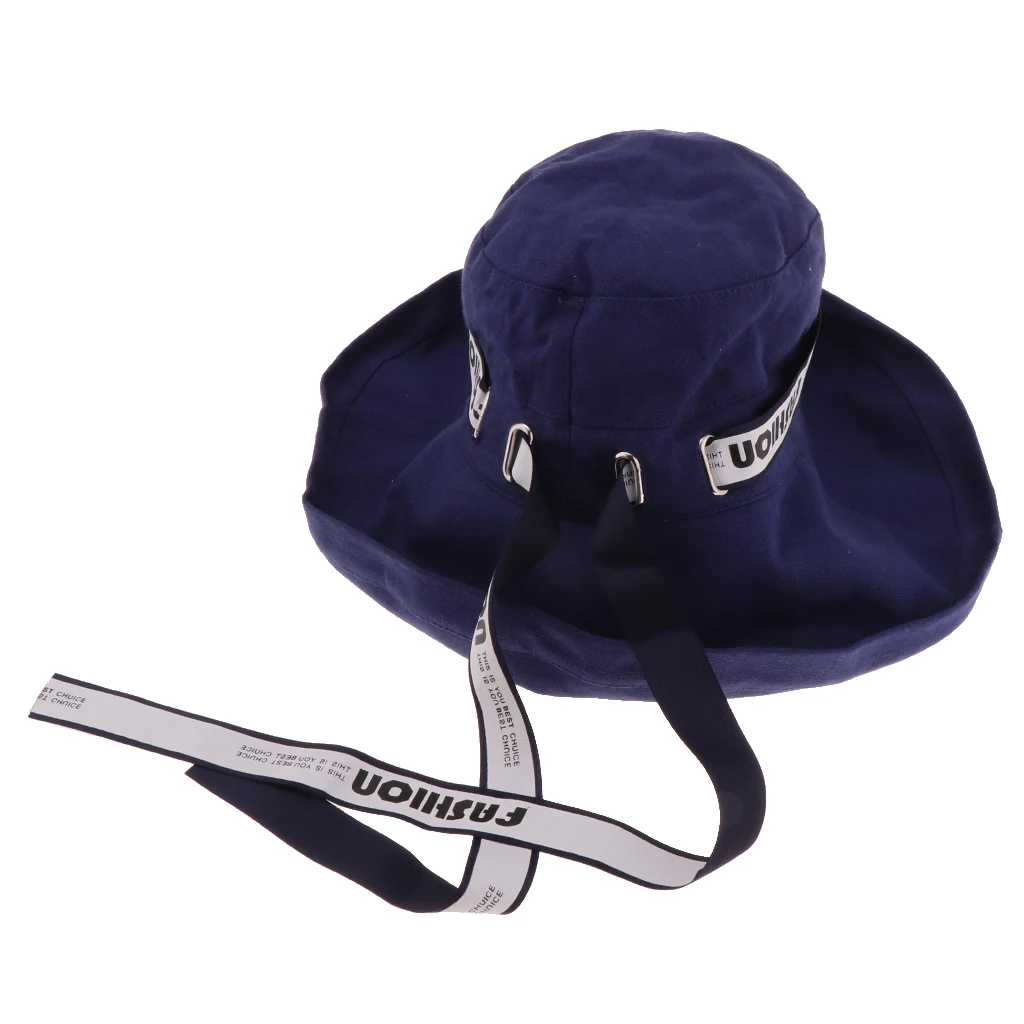 Womens Classical Bucket Hat Packable Wide Brim Sun Hat Cap with Wind Rope