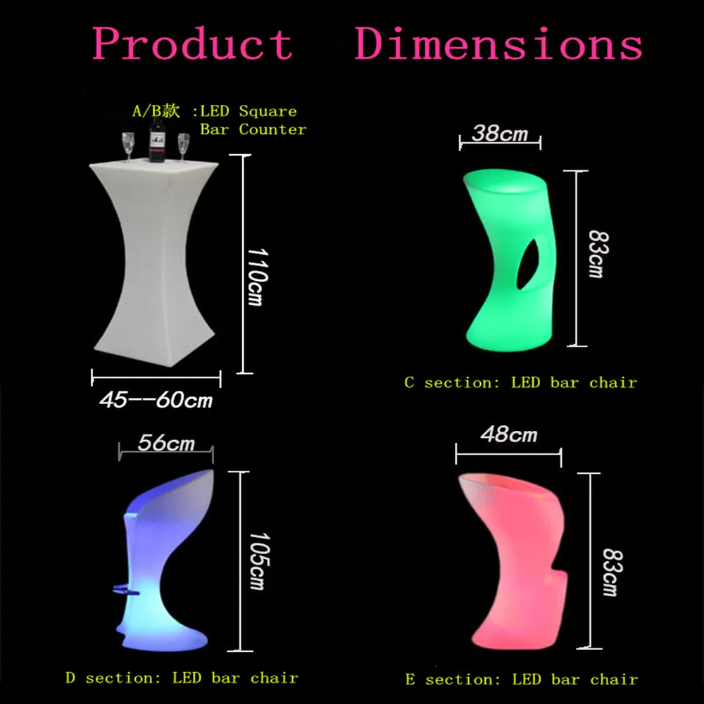 Перезаряжаемый светодиодный барный стул барная мебель с подсветкой светодиодный пластиковый барный стул KTV бар диско поставки(L40* W37* H81cm
