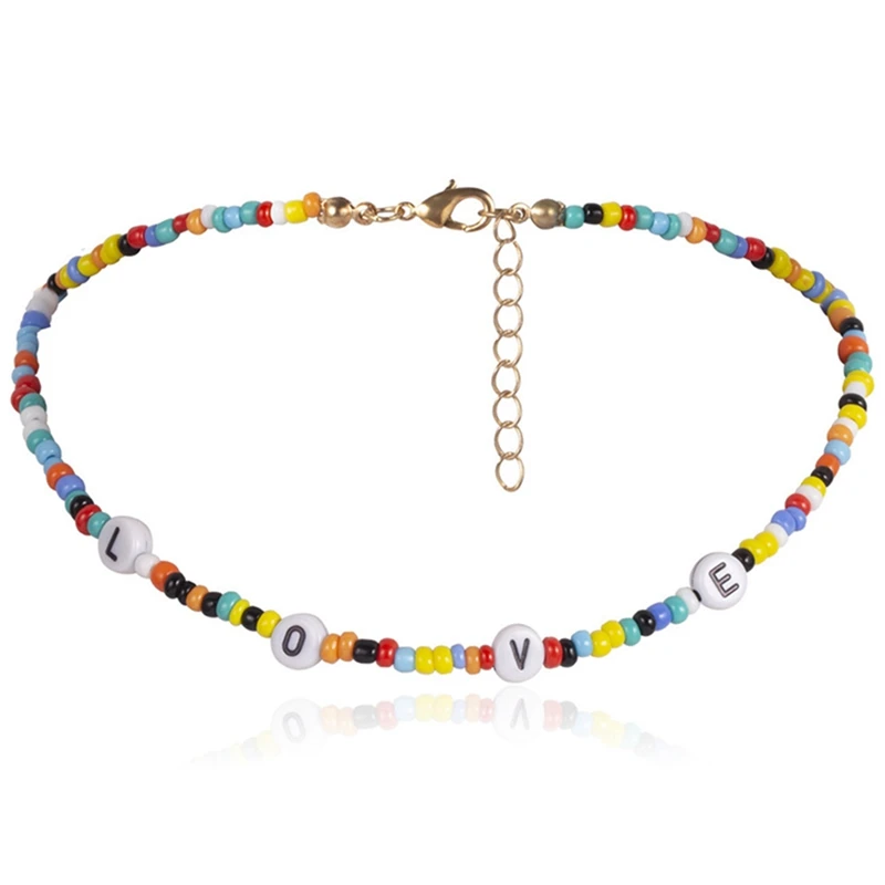 2 шт простой бисер прядь ожерелье женское струнное бисерное короткое колье ожерелье ювелирные изделия