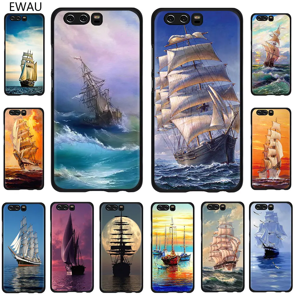 

EWAU sailing Ship Sightseeing boat Pirate Ship Soft Phone Cover Case For Huawei Honor view 20 9X 6A 7A 7C 7X 8C 8X 8 9 10 Lite