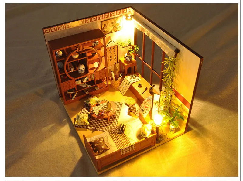 Игрушки для детей кукольный домик Каса кутеби diy миниатюрная мебель для кукольного домик для кукол миниатюрная вилла дом комната коробка театральные наклейки