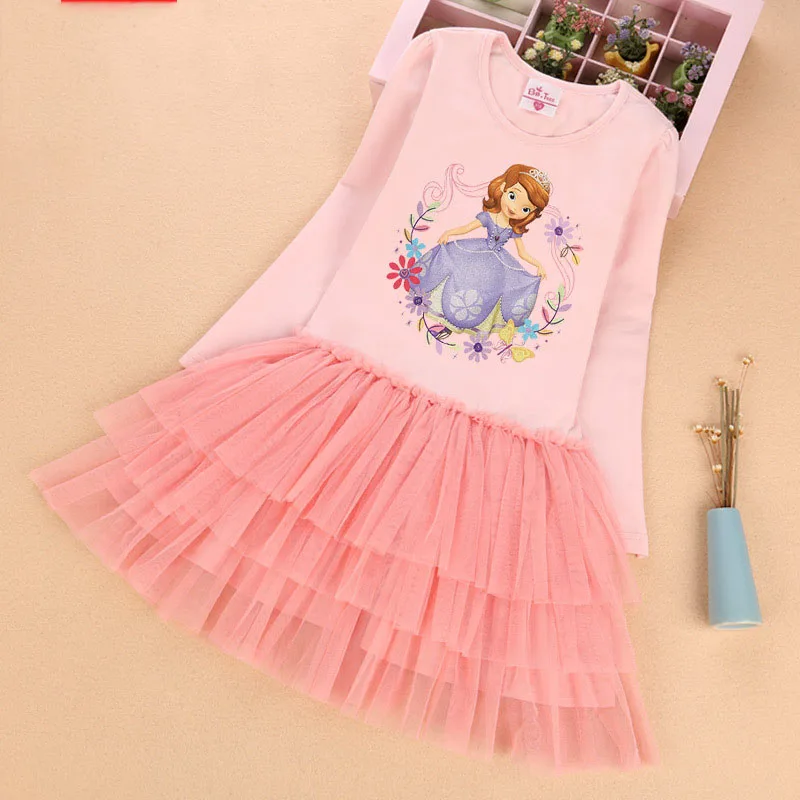 Jargazol/осенние детские платья с длинными рукавами для девочек; Одежда для девочек; вечерние платья принцессы Софии; сетчатый костюм для маленьких девочек; Vestido; наряды - Цвет: Q30182-1