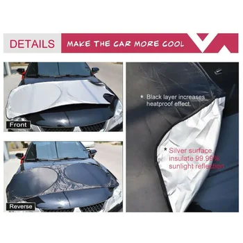 

Front Rear Foldable Protection Shield Sunshade Privacy Windshield UV Block Nylon Metal Accessories Replacement