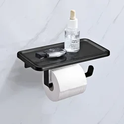 Homebata Toilet Paper Towels Holder Storage Shelf Wall Hanger Roll Napkin Phone Rack With Shelf Anti-rust Bathroom Accessories
