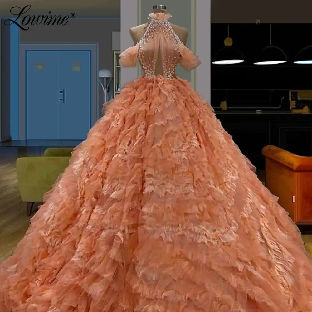 Robe De Soiree Puffy Prom Dresses Arrabic Dubai Design Long Evening Dress  10 Kaftans Lebanon Abendkleider Elegant Party Dress