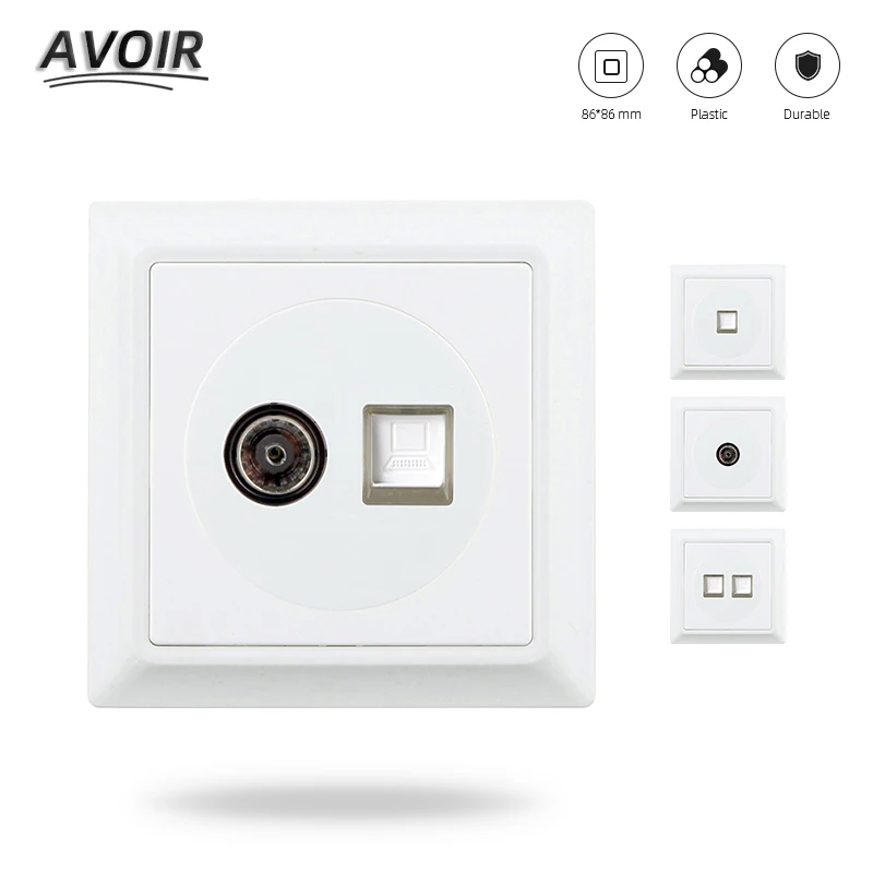 Avoir RJ45 ТВ двойной порт розетка телевизионный компьютер Интернет данных настенная