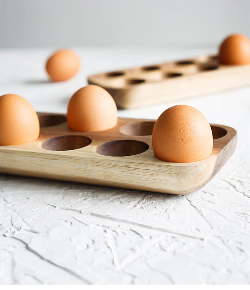 Nordic Style Natural Acacia Wood Egg Storage Box Refrigerator Accessories  Decor Holder Countertop Tray Kitchen - AliExpress