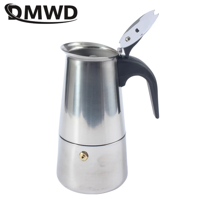 DMWD Hot Sale 2/4/6/9 Cups Stainless Steel Moka Espresso Latte Percolator Stove Top Coffee Maker Pot