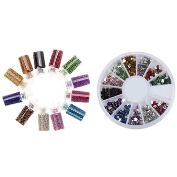 

3000Pcs 2mm 12 Color Heart Shape Rhinestones Glitter Tips & Mini Caviar Beads & Nail Art Glitter in 12 Assorted Color